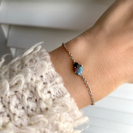 Labradorite & Black Obsidian - Toi Et Moi Bracelet