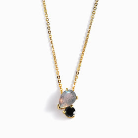 Labradorite & Black Obsidian - Toi Et Moi Necklace