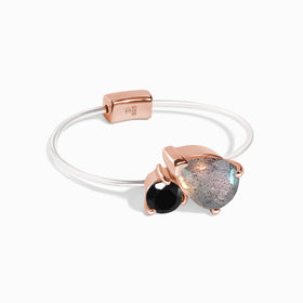 Floating Ring - Toi Et Moi Labradorite & Black Obsidian