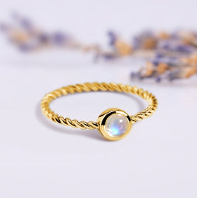 Moonstone Ring - Cloudy Shield