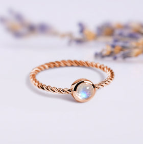 Moonstone Ring - Cloudy Shield