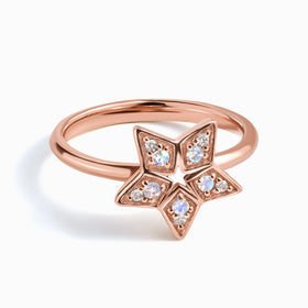 Star Ring - Moonstone & White Zircon