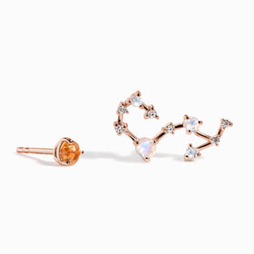 Zodiac Birthstone Lab Diamond Studs - Scorpio Citrine