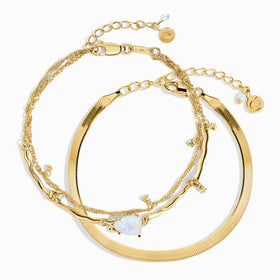 Moonstone Flow & Herringbone Bracelets