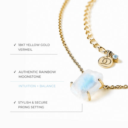 Raw Crystal Necklace - Moonstone 'Intuition'