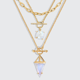 Heroine T Lock & Raw Crystal T Lock Necklaces & Widelink Chain