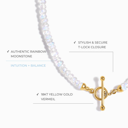 Rainbow Moonstone T-Lock Beads Necklace - Raise Your Vibrations
