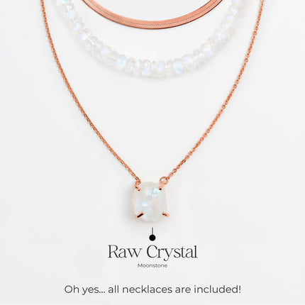 Raw Moonstone Necklace Set - Pure Power