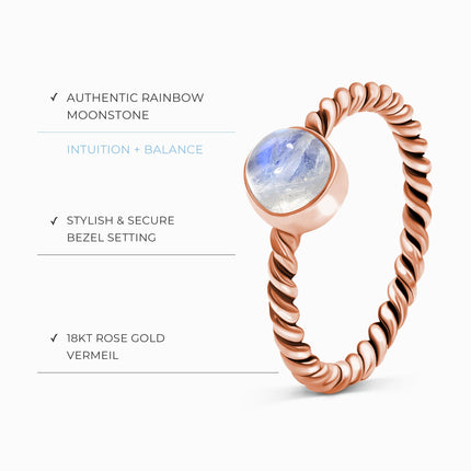 Moonstone Ring - Cloudy Shield