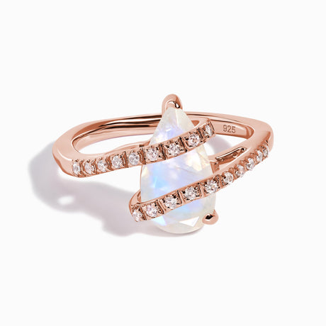 Moonstone White Zircon Ring - Bypass