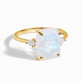 Moonstone Lab Diamond Ring - Raw Allure