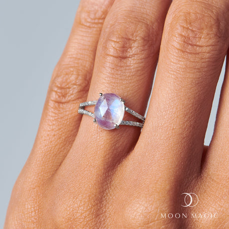 Moonstone Lab Diamond Ring - Princess