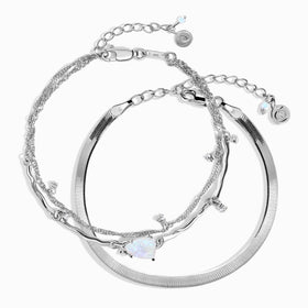 Moonstone Flow & Herringbone Bracelets