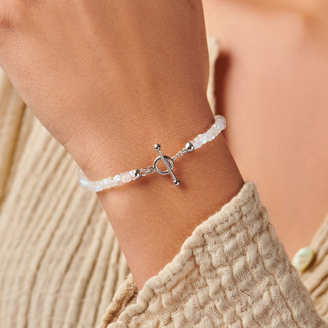 Rainbow Moonstone T-Lock Beads Bracelet - Raise Your Vibrations