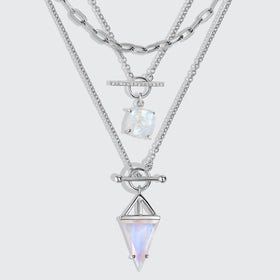 Heroine T Lock & Raw Crystal T Lock Necklaces & Widelink Chain