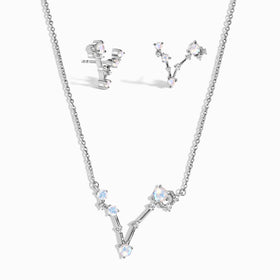 Pisces Zodiac Constellation Necklace & Earrings