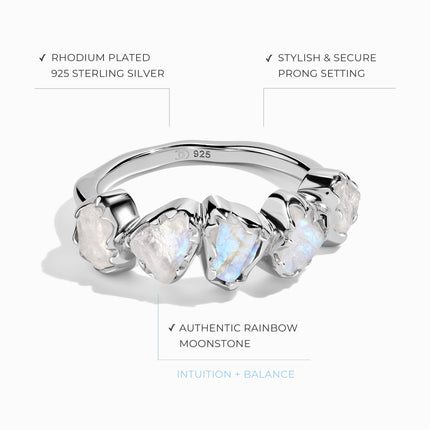 Raw Crystal Ring - Illuminated Moonstone