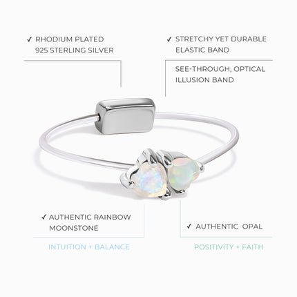 Moonstone & Opal Ring - Floating Hearts