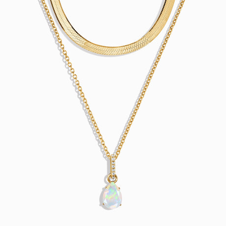 October Birthstone Sway Necklace & Herringbone Chain