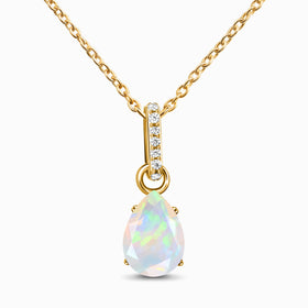 Fine Opal Lab Diamond Necklace Sway - October Birthstone