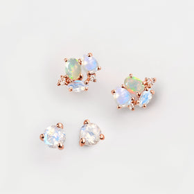 Moonstone & Opal Hoop Earring Set - Positive Aura