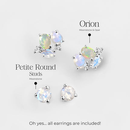 Moonstone & Opal Hoop Earring Set - Positive Aura