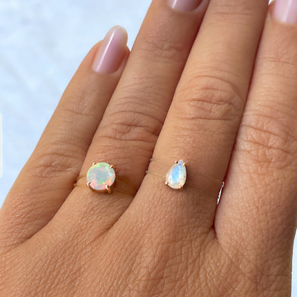 Opal Moonstone Floating Gem & Yonder Glow Rings