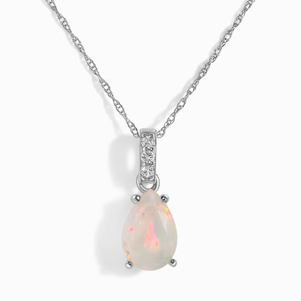 Opal Diamond Necklace Sway - October Birthstone