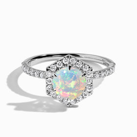 Opal Lab Diamond Ring - My Eternal Round Halo Pavé