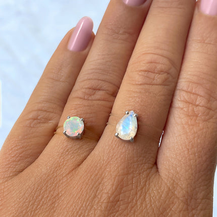 Opal Moonstone Floating Gem & Sway Rings