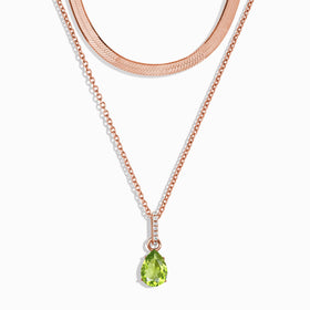 Peridot Birthstone Sway Necklace & Herringbone Chain