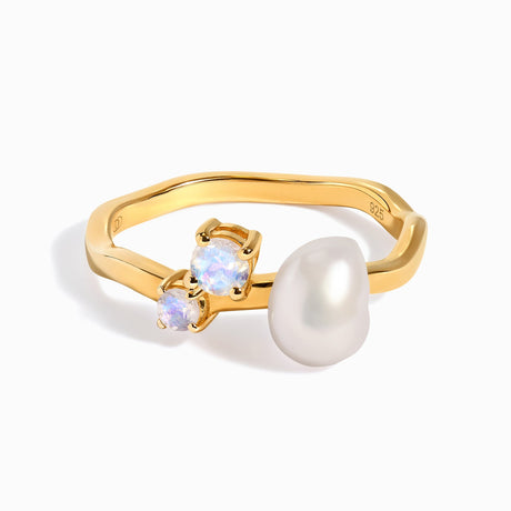 Pearl Moonstone Ring - Aelora