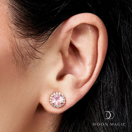 Rose Quartz Earrings - Venus Studs