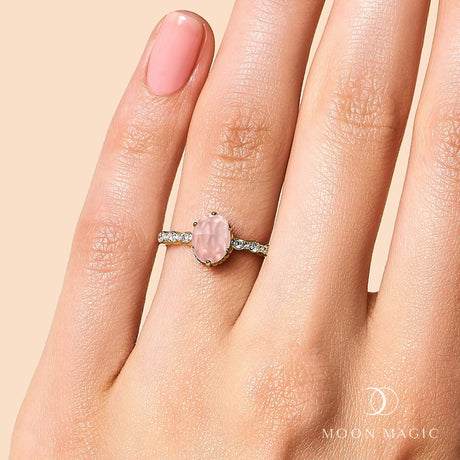 Rose Quartz Diamond Ring - Mirth