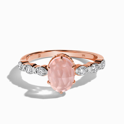 Rose Quartz Lab Diamond Ring - Mirth