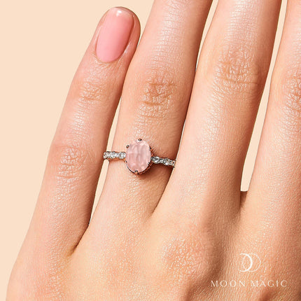 Rose Quartz Diamond Ring - Mirth