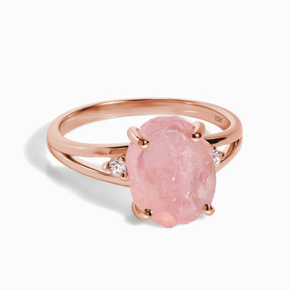 Rose quartz clearance diamond ring