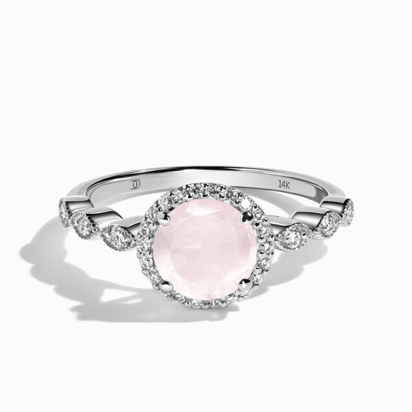 Rose quartz ring white on sale gold