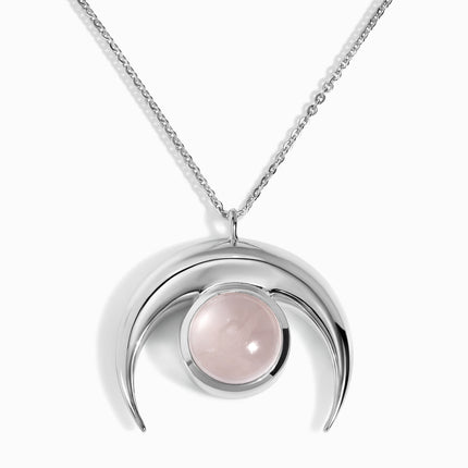 Rose Quartz Necklace - Crescent Moon