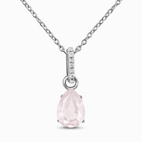 Fine Rose Quartz Lab Diamond Necklace - Sway