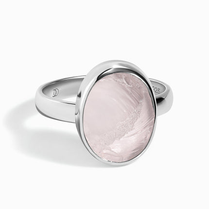 Raw Crystal Ring - Enfolded Rose Quartz
