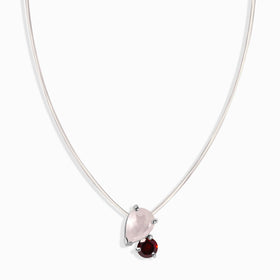 Floating Necklace - Toi Et Moi Rose Quartz & Garnet