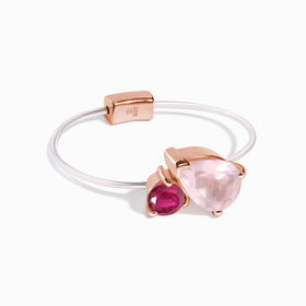 Floating Ring - Toi Et Moi Rose Quartz & Ruby