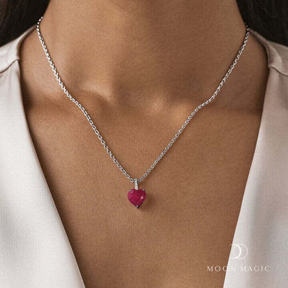 Amoare® Paris Small Necklace in Sterling Silver - Ruby Red