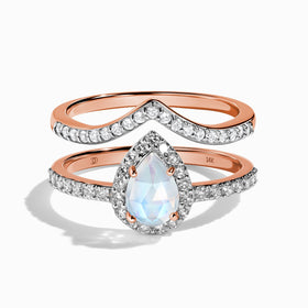 Lab Diamond Tear of Joy Ring & Bonding Arc Band