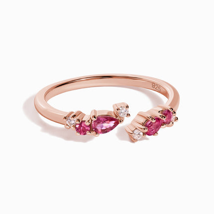 Adjustable Pink Tourmaline Ring Flourish - October Birthstone