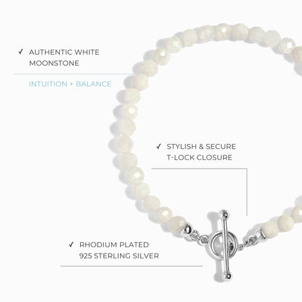 White Moonstone T-Lock Beads Bracelet - Raise Your Vibrations