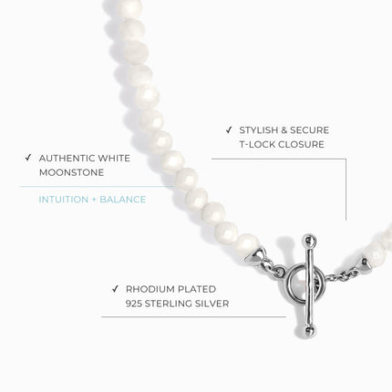 White Moonstone T-Lock Beads Necklace - Raise Your Vibrations
