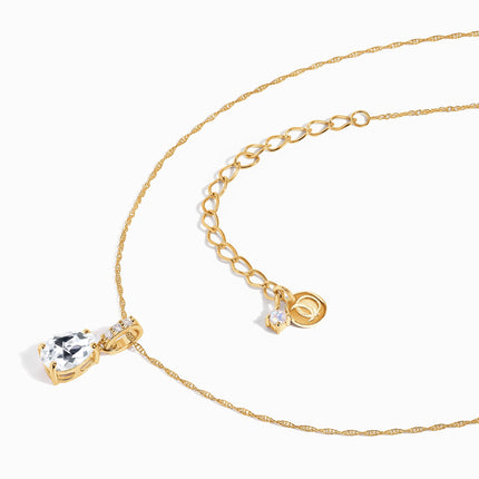 White Topaz Lab Diamond Necklace Sway - April Birthstone