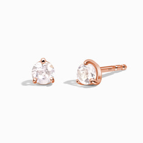 White Topaz Solid Round Studs - April Birthstone